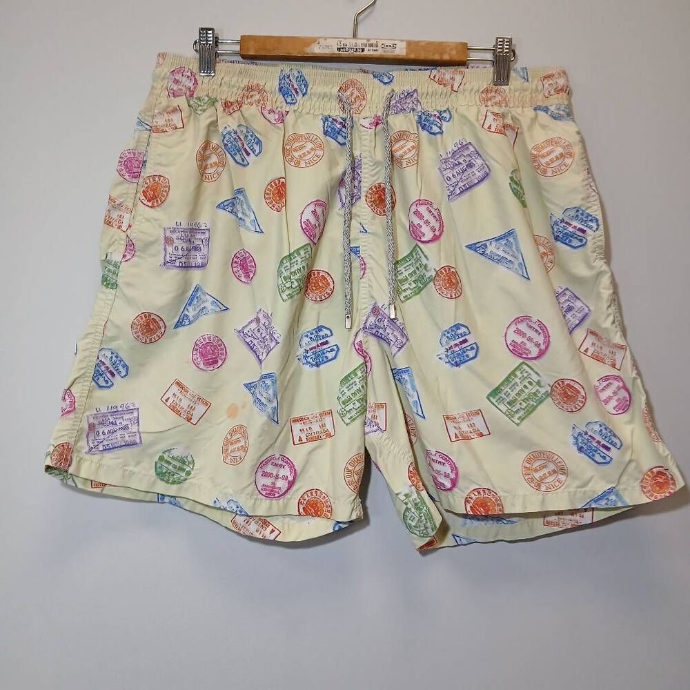 Vilbrequin mens xxxl butter yellow passport beach board surf shorts swim trunks